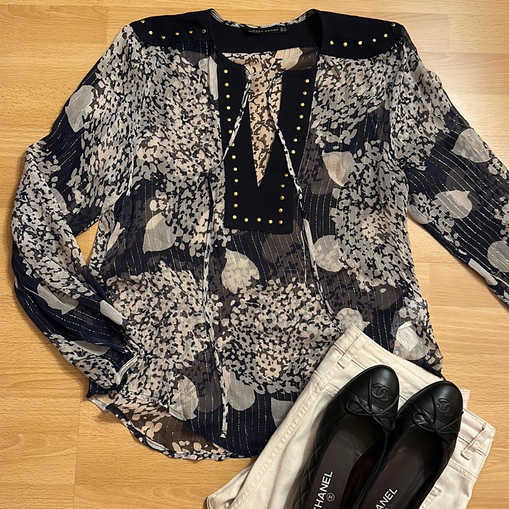 Zara floral sheer top size small